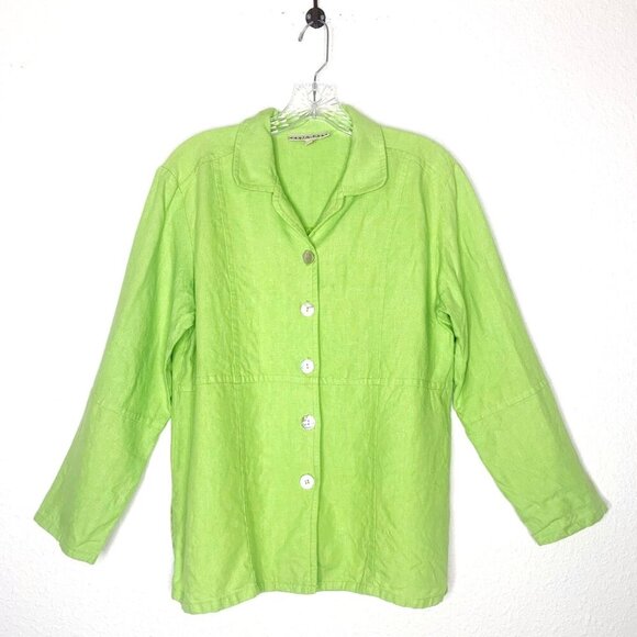 David Dart Collection Linen Green Button Front Tunic Top Size S Lagenlook Shirt - Picture 12 of 12